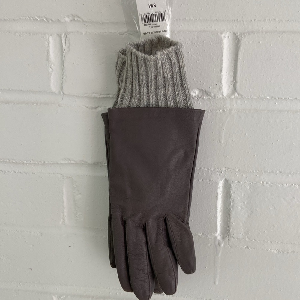 New With Tags Womens Banana Republic Grey Leather Driving Gloves For Winter - Picture 5 of 10